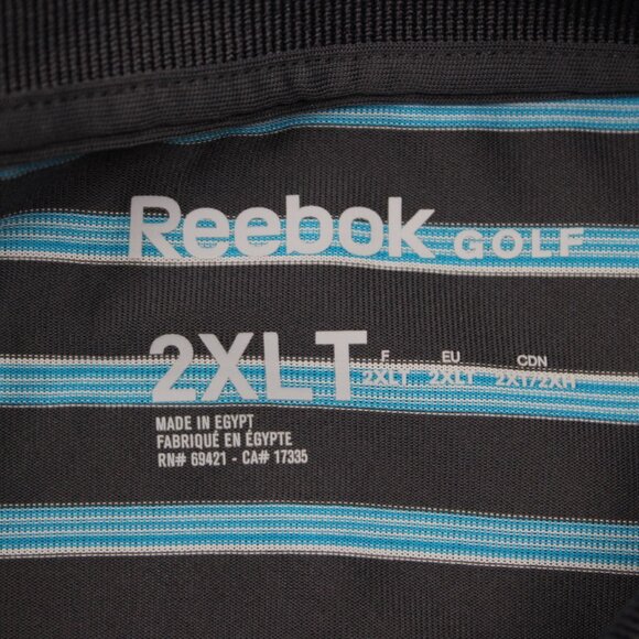 Reebok Golf Polo Shirt Men 2XL XXL-Tall Blue/Gray Contrast Collar S/S Pullover - Picture 7 of 13